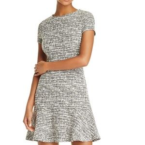 Aqua Tweed Ruffle Hem Dress